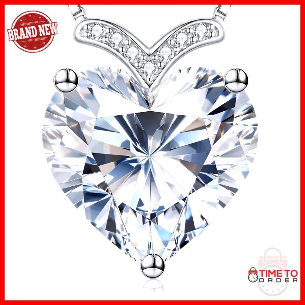 4 Carat Moissanite Heart Necklace 925 Sterling Silver Anniversary Gift